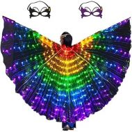 AIHANCH LED Belly Dance Wings Girls Colorful Butterfly light Up Wings with Sticks and 2 Masquerade Masks for Kids and Adults