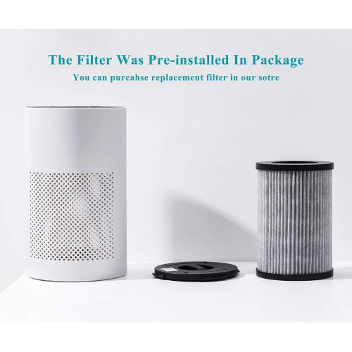  AIIKEE Small Air Purifier for Home Bedroom Office, Quite Sleep Mode True HEPA 3 Stage Filtration for Smoke Dust Pollen,Ozone Free Home Air Cleaner-White