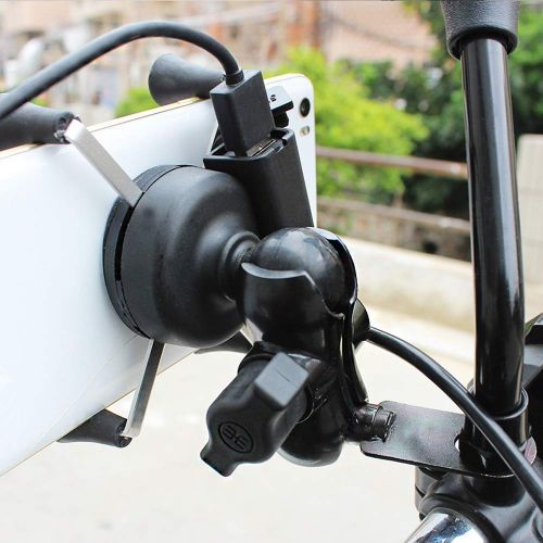  AIJICHE Motorcycle Universal Mobile Phone Holder - Rechargeable - Aluminum Alloy - USB / 360 ° Rotation / 3.5-6.5 inch/for Motorcycle Battery car Bicycle