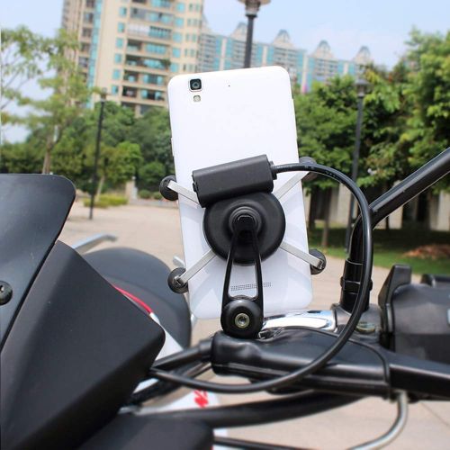  AIJICHE Motorcycle Universal Mobile Phone Holder - Rechargeable - Aluminum Alloy - USB / 360 ° Rotation / 3.5-6.5 inch/for Motorcycle Battery car Bicycle