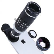 AIKER Phone Lens 18X Telephoto Lens Super Wide Angle Lens Macro Lens with Mini Flexible Tripod and Universal Clip for Most Smart Phone 3 in 1 Camera Kit (Black)