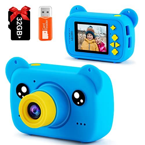  [아마존베스트]AILEHO Kids Camera 1080p Children Digital Camera 8MP 2 IPS FHD Display Screen Multiple Photo Frames with Games Multiple Shooting Effects with 32G SD Card Blue for Boys Aged 3-8 Yea