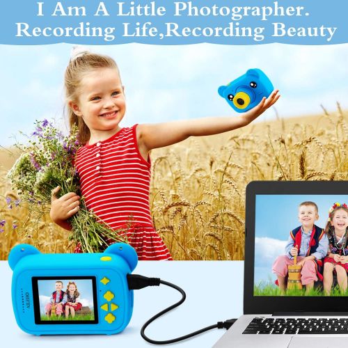  [아마존베스트]AILEHO Kids Camera 1080p Children Digital Camera 8MP 2 IPS FHD Display Screen Multiple Photo Frames with Games Multiple Shooting Effects with 32G SD Card Blue for Boys Aged 3-8 Yea