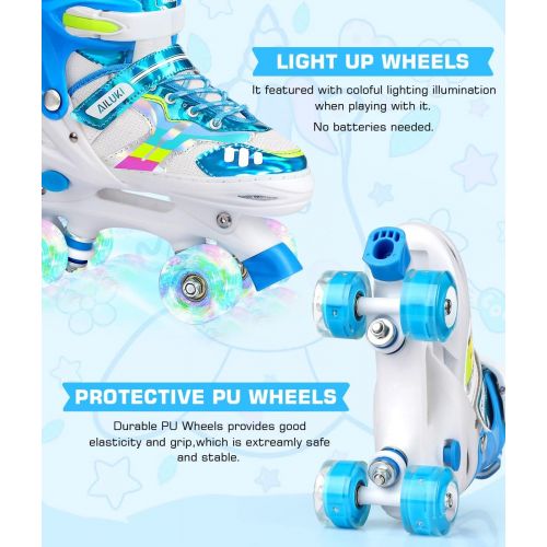  AILUKI Roller Skates for Girls and Boys,4 Size Adjustable Kids Toddler Roller Skates with Light up Wheels for Toddlers Children Outdoor Indoor