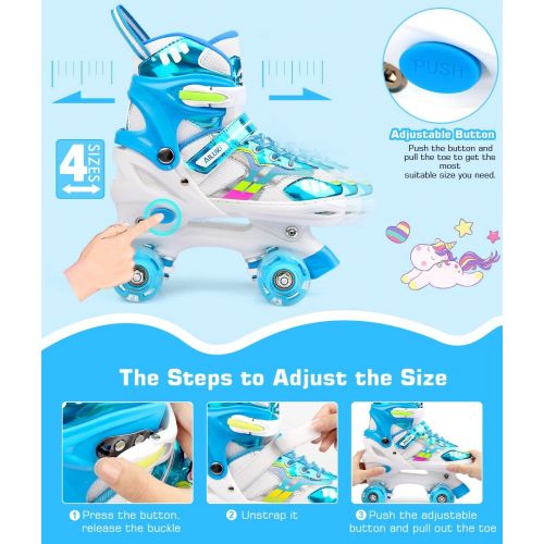  AILUKI Roller Skates for Girls and Boys,4 Size Adjustable Kids Toddler Roller Skates with Light up Wheels for Toddlers Children Outdoor Indoor