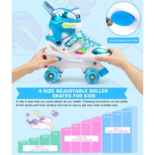  AILUKI Roller Skates for Girls and Boys,4 Size Adjustable Kids Toddler Roller Skates with Light up Wheels for Toddlers Children Outdoor Indoor