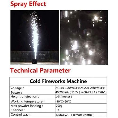  [아마존베스트]AILZNN DMX Pyrotechnic Machines, 400W Cold Spark Fireworks Machine Stage Special Effect Machine by DMX-512 or Remote Control Use in Big Show, Party, Wedding Ceremony