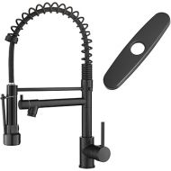 AIMADI Black Kitchen Faucet with Pull Down Sprayer, Commercial Single Handle High Pressure Kitchen Faucet Black with Deck Plate