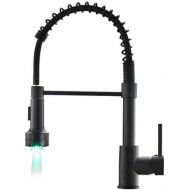 [아마존 핫딜] AIMADI Kitchen Faucet with Sprayer, Modern Single Handle Pull Down Sprayer Spring Matte Black Kitchen Sink Faucet with LED Light