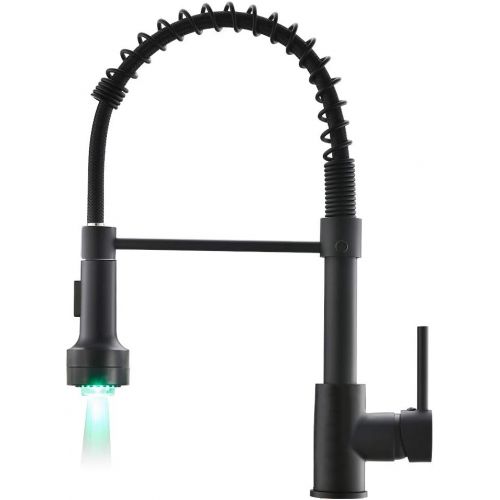  [아마존 핫딜] AIMADI Kitchen Faucet with Sprayer, Modern Single Handle Pull Down Sprayer Spring Matte Black Kitchen Sink Faucet with LED Light