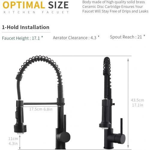  [아마존 핫딜] AIMADI Kitchen Faucet with Sprayer, Modern Single Handle Pull Down Sprayer Spring Matte Black Kitchen Sink Faucet with LED Light