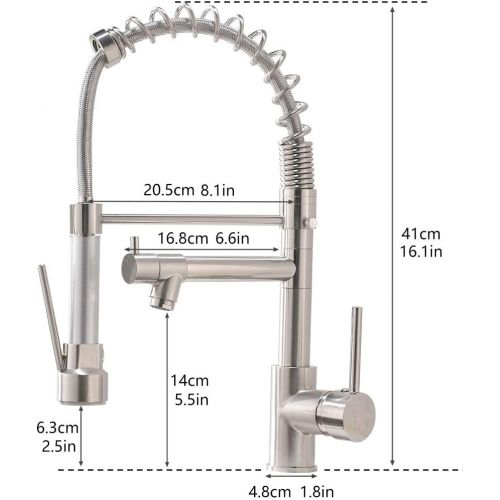  Aimadi Contemporary Kitchen Sink Faucet,Single Handle Stainless Steel Kitchen Faucets with Pull Down Sprayer,Brushed Nickel