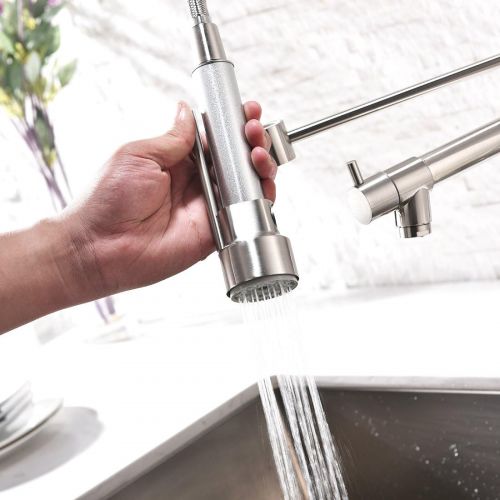  Aimadi Contemporary Kitchen Sink Faucet,Single Handle Stainless Steel Kitchen Faucets with Pull Down Sprayer,Brushed Nickel