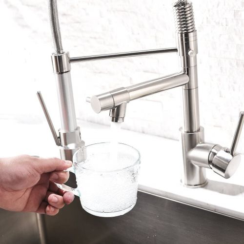  Aimadi Contemporary Kitchen Sink Faucet,Single Handle Stainless Steel Kitchen Faucets with Pull Down Sprayer,Brushed Nickel