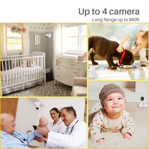  AIMECOR Baby Monitor with Camera - 3.5 inch Digital Color LCD Screen,PanTilt,Infrared Night Vision, Temperature, Two Way Talk Function and Lullabies Includes Compatible Mount Shelf (white