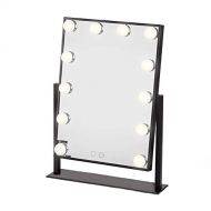 AIMEE-JL Large Makeup Mirror Touch Screen with 12 Big LED Bulbs Lighted Adjustable Brightness (Black)