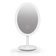 AIMEE-JL New Smart Vanity Mirror LED Lighted Mirror Desktop Makeup Mirror with Storage Base 360° Rotation Three-Block Brightness Really Present Makeup Color