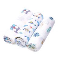 AIMIUKIDS Baby Swaddle Blanket Unisex Soft 100% Cotton Muslin Large 43 x 47 inches for Boys 3 Pack