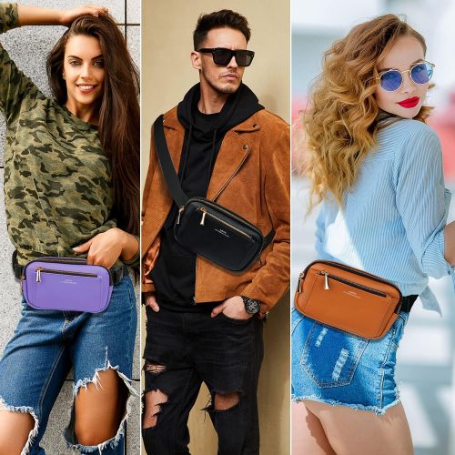  AINEON Fanny Packs for Women Fashion Leather Fanny Pack for Men Girls Boys, Plus Size Waist Pack Belt Bag with Adjustable Strap Waterproof Cute Bum Hip Bags for Travel Disney Hiking Runni