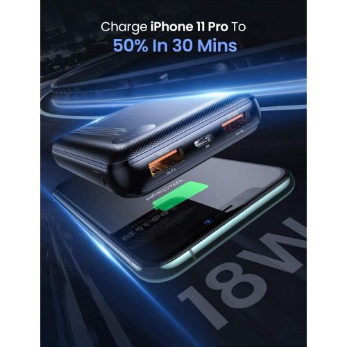  [아마존핫딜][아마존 핫딜] [2019 Upgraded Version] Smallest 10000mAh 18W PD USB-C Power Bank Fast Charge, AINOPE 18W QC3.0 Portable Charger, LCD Display External Battery Pack for iPhone, Samsung, iPad Pro an