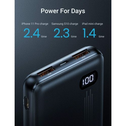  [아마존핫딜][아마존 핫딜] [2019 Upgraded Version] Smallest 10000mAh 18W PD USB-C Power Bank Fast Charge, AINOPE 18W QC3.0 Portable Charger, LCD Display External Battery Pack for iPhone, Samsung, iPad Pro an