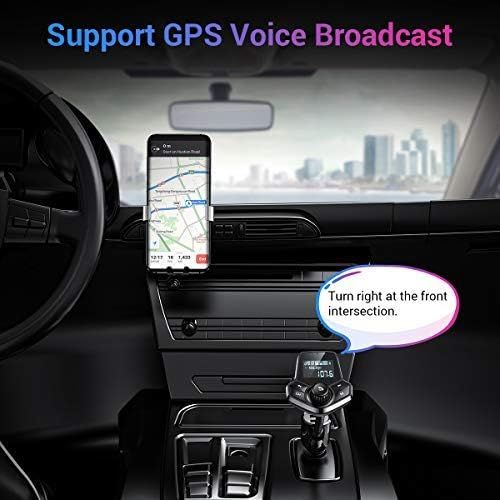  [아마존베스트]AINOPE Bluetooth FM Transmitter for Car, Upgrade V4.2 Car Radio Bluetooth Adapter with QC3.0 & 2.4A Fast Charging, Hands-Free FM Transmitter Bluetooth for Large Screen Support TF/S
