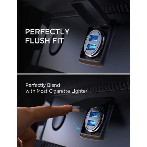  [아마존베스트]Car Charger, AINOPE 4.8A All Metal Car Charger Adapter Mini Flush Fit USB Car Charger Dual Port Charging Compatible with iPhone 12/11 pro/XR/x/7/6s, iPad Air 2/Mini 3, Note 9/Galax