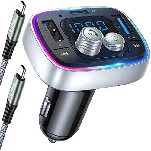  [아마존베스트]-Service-Informationen AINOPE FM Bluetooth Adapter Car Bluetooth Transmitter Car PD3.0 & QC3.0 36W/6A BT5.0 Car Radio FM Transmitter Bluetooth Car Handsfree Kit with 7 Colours LED Backlit Supports TF Car