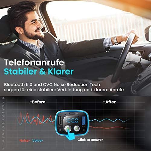  [아마존베스트]-Service-Informationen AINOPE FM Bluetooth Adapter Car Bluetooth Transmitter Car PD3.0 & QC3.0 36W/6A BT5.0 Car Radio FM Transmitter Bluetooth Car Handsfree Kit with 7 Colours LED Backlit Supports TF Car