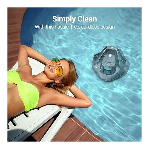  AIPER Cordless Robotic Pool Cleaner, Pool Vacuum with Dual-Drive Motors, Self-Parking Technology, Lightweight, Perfect for Above-Ground/In-Ground Flat Pools up to 40 Feet (Lasts 90 Mins)