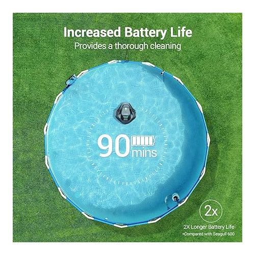  AIPER Cordless Robotic Pool Cleaner, Pool Vacuum with Dual-Drive Motors, Self-Parking Technology, Lightweight, Perfect for Above-Ground/In-Ground Flat Pools up to 40 Feet (Lasts 90 Mins)