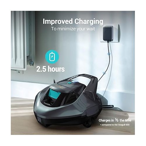  AIPER Seagull SE Cordless Robotic Pool Cleaner, Pool Vacuum with Dual-Drive Motors, Self-Parking Technology, Lightweight, Perfect for above-Ground/In-Ground Flat Pools up to 40 Feet (Lasts 90 Mins)