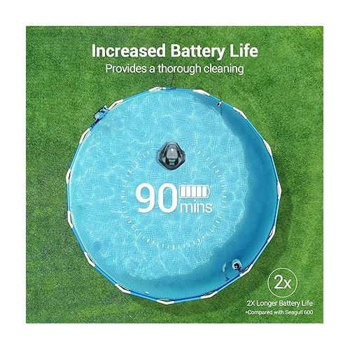  AIPER Seagull SE Cordless Robotic Pool Cleaner, Pool Vacuum with Dual-Drive Motors, Self-Parking Technology, Lightweight, Perfect for above-Ground/In-Ground Flat Pools up to 40 Feet (Lasts 90 Mins)