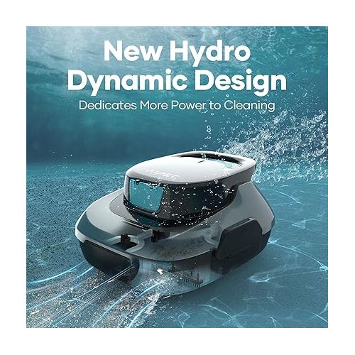  AIPER Scuba SE Robotic Pool Cleaner, Cordless Robotic Pool Vacuum, Lasts up to 90 Mins, Ideal for Above Ground Pools, Automatic Cleaning with Self-Parking Capabilities-Gray