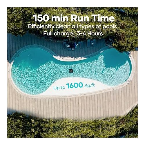  (2024 Upgraded) AIPER Scuba S1 Pool Vacuum for Inground Pools, Cordless Robotic Pool Cleaner, Wall Climbing, Smart Navigation, 150 min Battery Life, for Pools up to 1,600 Sq.ft
