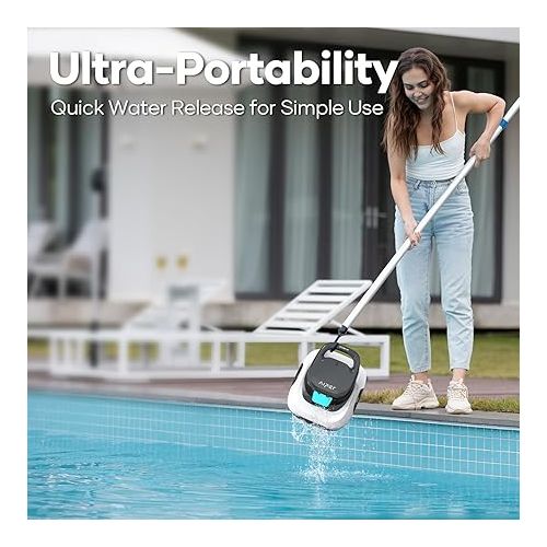  AIPER 2024 Upgraded Scuba SE Robotic Pool Cleaner, Cordless Robotic Pool Vacuum, Lasts up to 90 Mins, Ideal for Above Ground Pools, Automatic Cleaning with Self-Parking Capabilities-Dark White