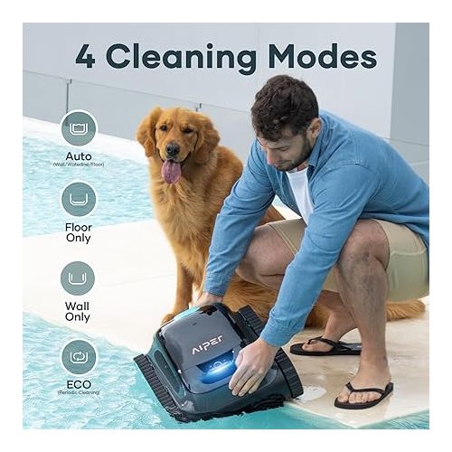  (2024 New) AIPER Scuba S1 Cordless Robotic Pool Cleaner, Wall Climbing Pool Robot Vacuum, WavePath Navigation with Periodic Cleaning, Last 150 Minutes for In-ground Pools up to 1600 Sq.ft