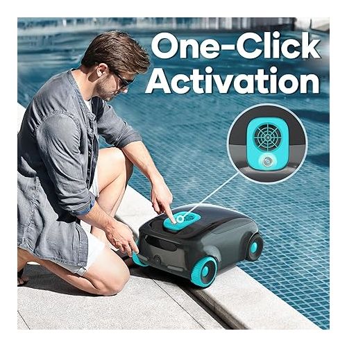  AIPER Scuba E1 Automatic Pool Cleaner, Robotic Pool Vacuum, Featuring Dual-Filtration, Lasts 130 Mins, Self-Parking, Suction Pool Cleaner for Above Ground/Flat Pools up to 1100 Sq.ft