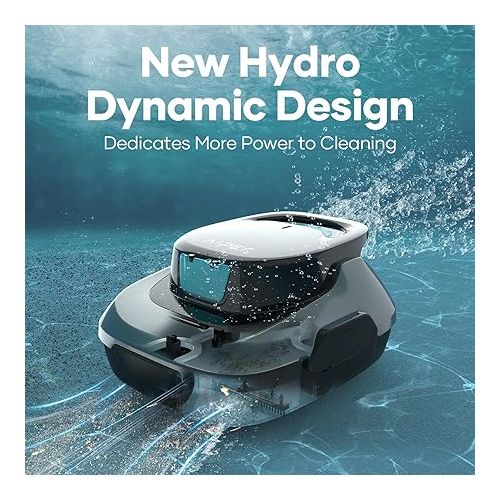  AIPER Robotic Pool Cleaner, Cordless Robotic Pool Vacuum, Lasts up to 90 Mins, Ideal for Above Ground Pools, Automatic Cleaning with Self-Parking Capabilities-Gray