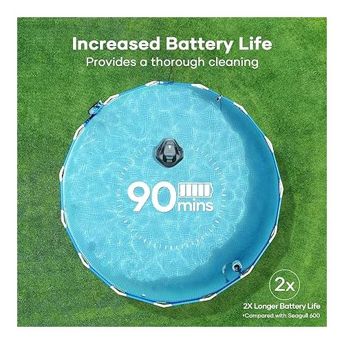  AIPER Seagull SE Cordless Robotic Pool Cleaner, Pool Vacuum with Dual-Drive Motors, Self-Parking Technology, Lightweight, Perfect for Above-Ground/In-Ground Flat Pools up to 40 Feet (Lasts 90 Mins)