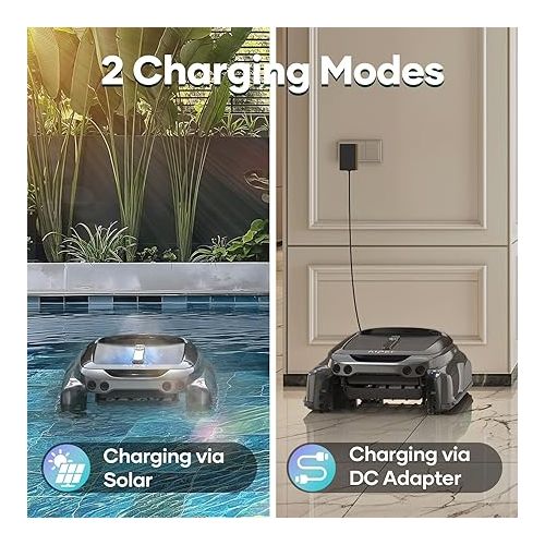  (2024 New) AIPER Surfer S1 Solar Powered Robotic Pool Skimmer with APP Support, Pool Temperature Monitor, Manual Control, 12 Hour Battery Life, Dual Charging Options, Salt Chlorine Tolerant Motors