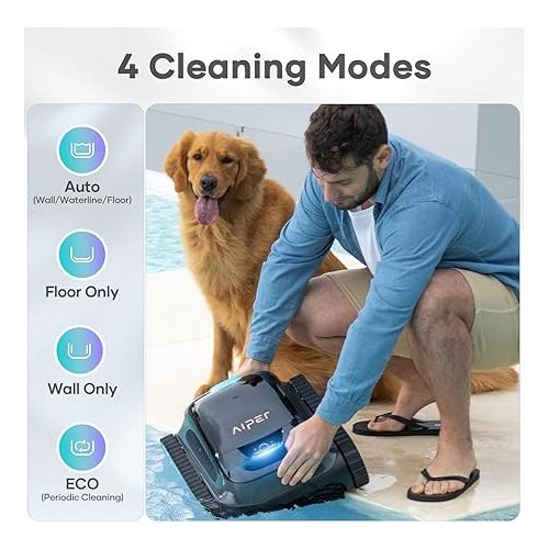  AIPER Cordless Pool Cleaner Robot for In-ground Pools, Pool Vacuum, Wall Climbing and WavePath Navigation Cleaning for Pools up to 1600 Sq.ft, 2.5 Hours Battery Time-Scuba S1