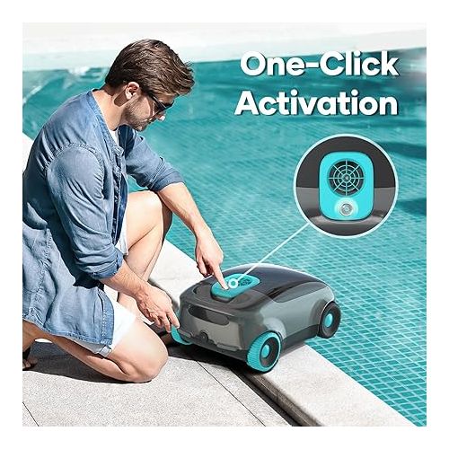  (2024 New) AIPER Scuba E1 Cordless Robotic Pool Cleaner with Dual-Filtration, Lasts up to 100-130 Mins, Self-Parking Technology, Perfect for Above-Ground Pools up to 1100 Sq.ft-Grey…