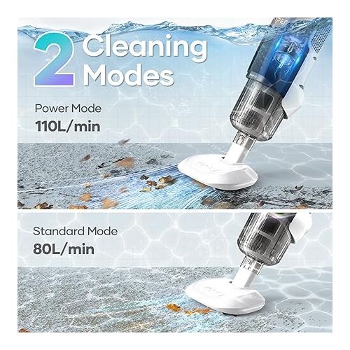  AIPER Handheld Pool Vacuum, Cordless Pool Cleaner for Above Ground & In-ground Pools, Hot Tubs, Spas Vac, 8X Strong Scution, Two Cleaning Modes, 70 Min Battery Life, Ideal for Cleaning Corners, Steps