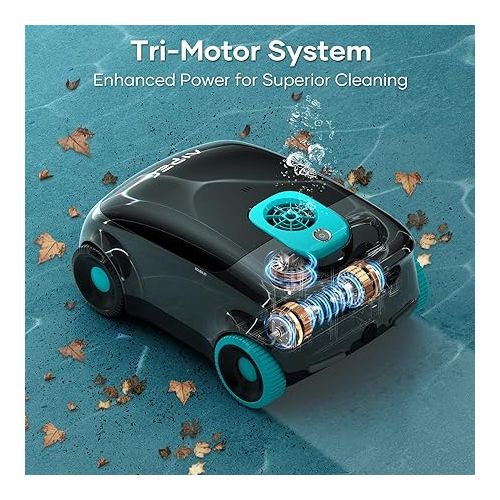  (2024 New) AIPER Scuba E1 Robotic Pool Vacuum, Featuring Dual-Filtration,Self-Parking, 100-130 Minutes Battery Life, Automatic Pool Cleaner for Above Ground/Flat Pools up to 1100 Sq.ft