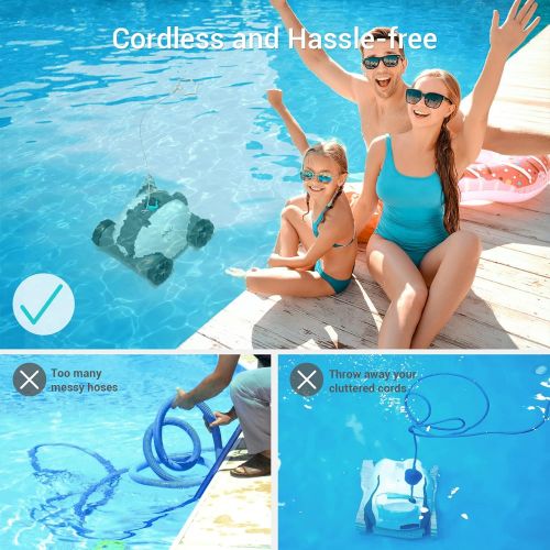  AIPER Cordless Robotic Pool Cleaner, Pool Vacuum with Upgraded Dual-Drive Motors, Auto-Dock Technology, Up to 90 Mins Cleaning for Above/In-ground Pools with Flat Floor Up to 861 S