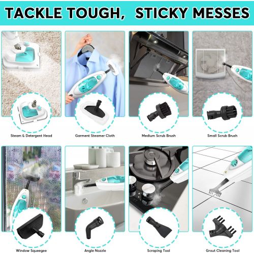  [아마존베스트]AIPER Steam Mop 14 in 1 Multifunctional Detachable Handheld Steam Cleaner for Hardwood, Tiles, Grout, Carpet, Cleaning Machine Steamer for Home, Kitchen, Garment with 2pcs Mop Pads