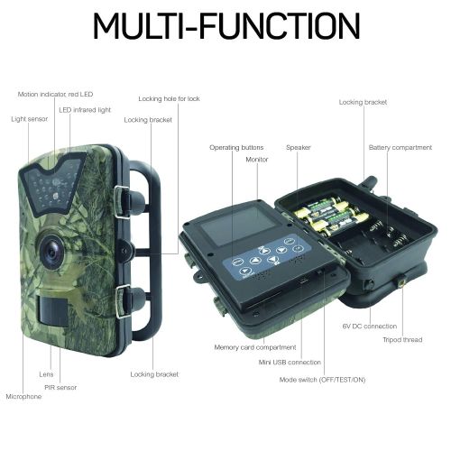  AIQiu Trail Game Camera, Waterproof 1080P 12MP HD Deer Hunting Camera 65ft Infrared Night Vision Motion Activated Scouting Surveillance Cam with 0.5s Trigger Speed, Time Lapse, 940