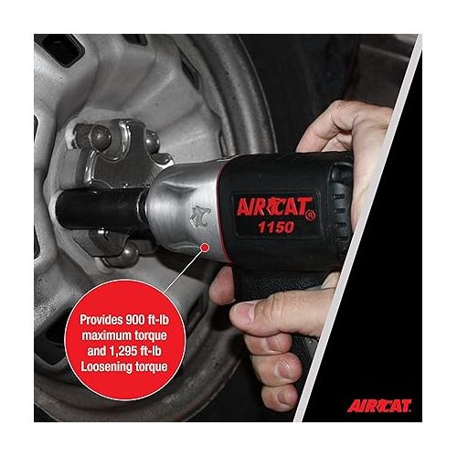  AIRCAT Pneumatic Tools 1150 1/2-Inch Composite Impact Wrench : Compact & Low Weight Power Tool : Impact Tool for Automotive Repairs & Maintenance