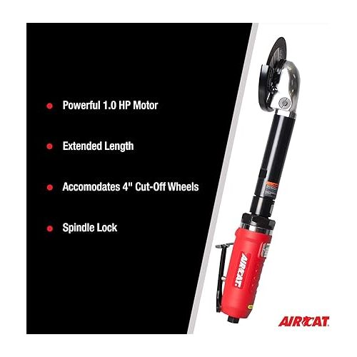  AIRCAT Pneumatic Tools 6275-A 1.0 HP 4-Inch Extended Inside Cut-Off Tool with Spindle Lock 14,000 RPM